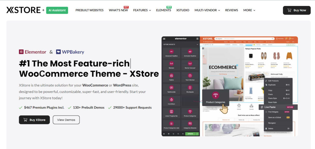 الواجهة الرئيسية لقالب XStore أحد أفضل قوالب ووردبريس المدفوعة للمتاجر الإلكترونية